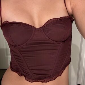 Urban Outfitters Burgundy Corset Top